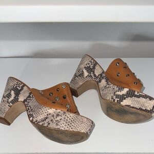 Stylish Brown and Tan Platform Clogs